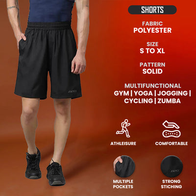 Men's Regular Fit Polyester Shorts (Trendy Black)