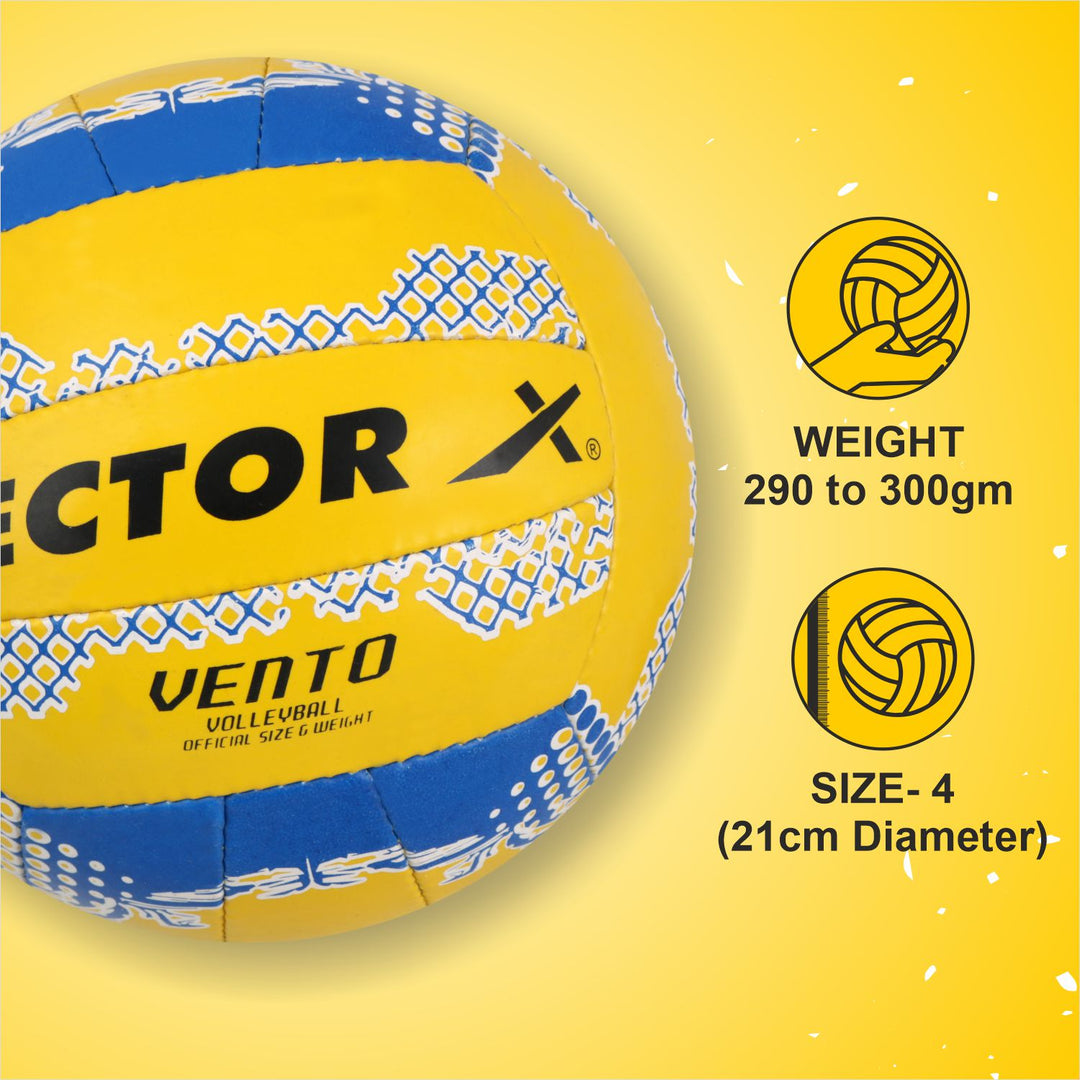 Volleyball Vento- Size: 4 (Pack of 1 | Blue | Yellow)