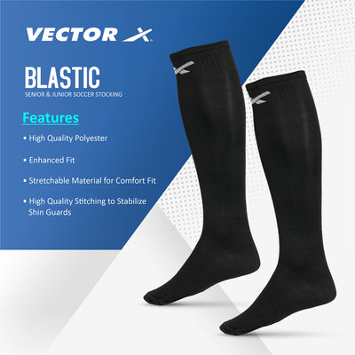 Black-Green VRX7 Shin Guard with Blastic Football Stockings Combo 2 pair (Size - Standard)