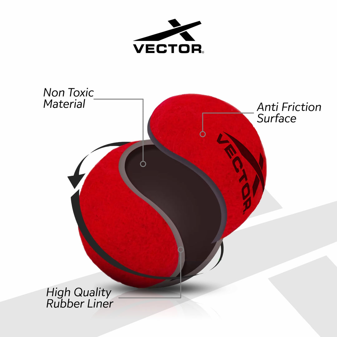 VECTOR X Heavy-Red Cricket Tennis Ball (Pack of 12)