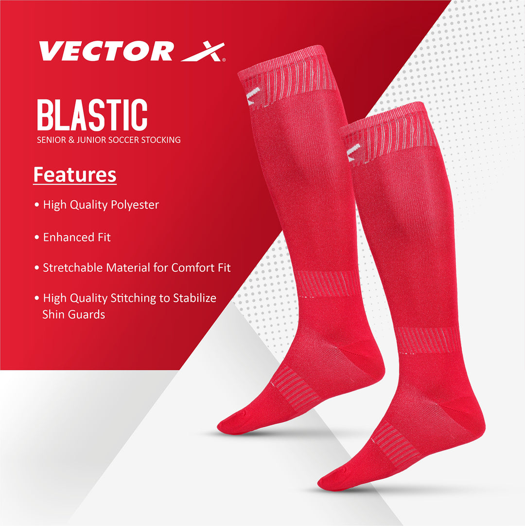 Black-Red VRX7 Shin Guard with Blastic Football Stockings Combo 2 pair (Size - Standard)