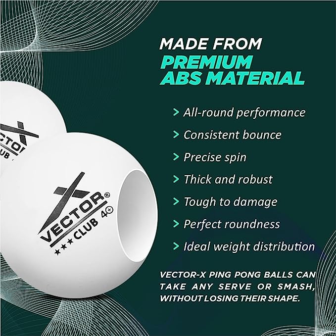 Club 3 Star Premium ABS Plastic Table Tennis Ball (Pack of 9)