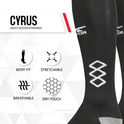 White-Black France Shin Guard with Cyrus Football Stockings Combo 2 pair (Size - Standard)