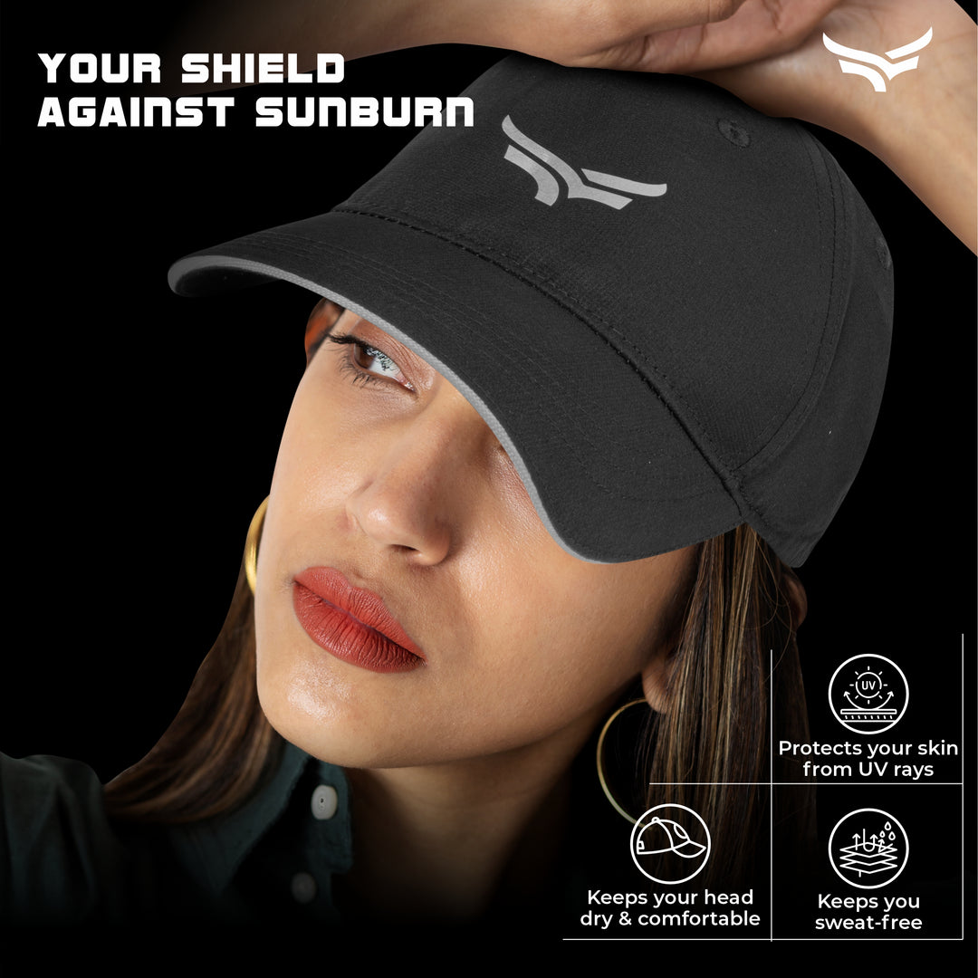 Head Caps for Men | Unisex Sports Caps with Adjustable Strap | Summer Cap for Men | Cap for All Sports | Cap for Girls | Gym Caps for Men & Women | Cap Sports | Caps for Men with Air Holes | Black