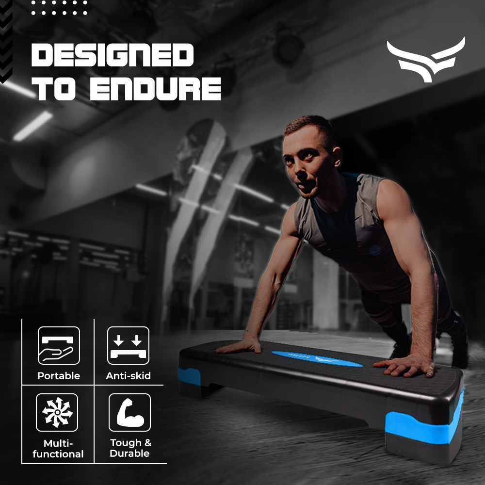 Aerobic Stepper for Cardio Workout Gym Stepper with 2 Height Adjustments - 10 & 15cm | 4 Anti-Skid Rubber Pads on Legs & Slip-Resistant Platform (Supports 250Kg Weight | 68 cm)