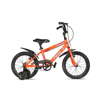 Roller Single Speed 16T Steel Single Speed Bicycle for Kids with Training Wheels (Fluorescent Orange) Suitable for Age : 4 to 6 Years || Height : 3ft 5  to 3ft 9   || Side Supporters inlcuded