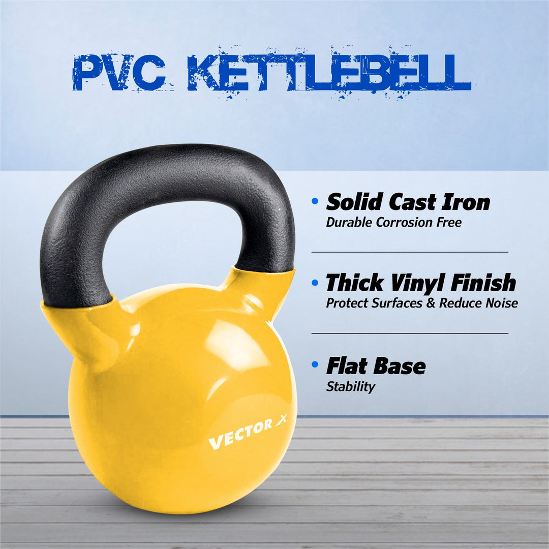 Vinyl Half Coating Kettle Bell for Gym & Workout 22 Kg Red Kettlebell (22 kg)