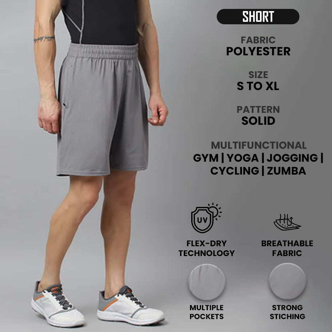 Men's Regular Fit Polyester Shorts (Grey)