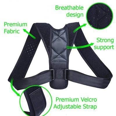 ALYV Adjustable Posture Support Belt (for sizes up to 42/XL) Back & Shoulder Support Brace with Heat Dissipation Holes Back and Shoulder Pain Relief for Men & Women