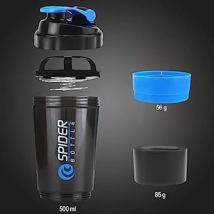 ALYV Spider Gym Shaker Bottle 500ml (Assorted Color | Pack of 1)