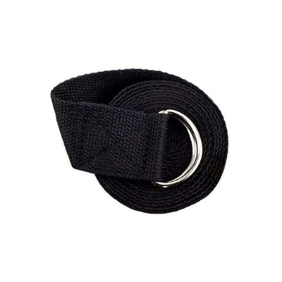 Yoga Strap 9 Ft. with - Durable Cotton Exercise Straps w/Adjustable D-Ring Buckle for Stretching | General Fitness | Flexibility and Physical Therapy Pack of 1 Black