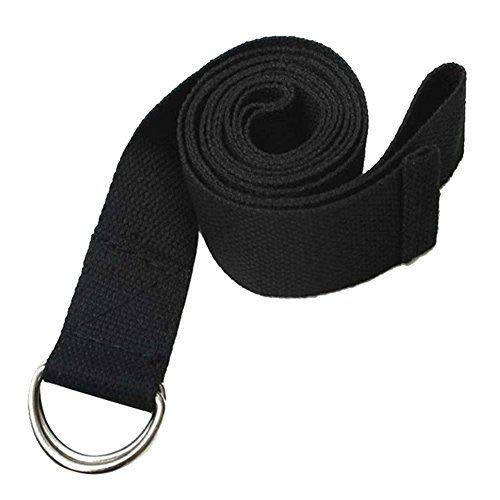 Yoga Strap 9 Ft. with - Durable Cotton Exercise Straps w/Adjustable D-Ring Buckle for Stretching | General Fitness | Flexibility and Physical Therapy Pack of 1 Black