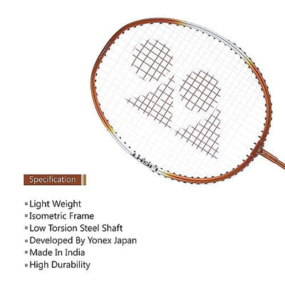 YONEX ZR 100 light Aluminium Strung Badminton Racket with Full Racket Cover (Orange/White) | For Beginners | 95 grams | Maximum String Tension - 26lbs