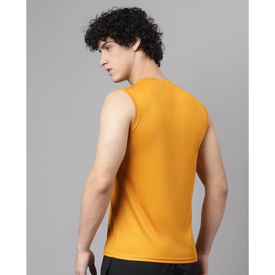 Men's Slim Fit Polyester Sleeveless T Shirt (Austin Yellow)