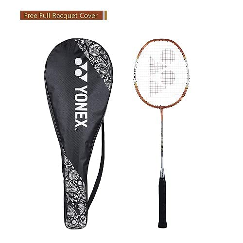 YONEX ZR 100 light Aluminium Strung Badminton Racket with Full Racket Cover (Orange/White) | For Beginners | 95 grams | Maximum String Tension - 26lbs