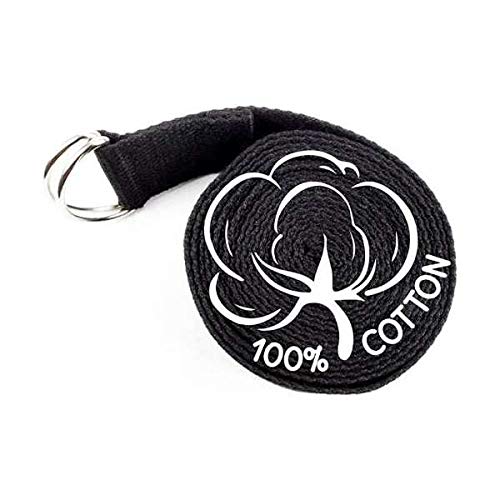Yoga Strap 9 Ft. with - Durable Cotton Exercise Straps w/Adjustable D-Ring Buckle for Stretching | General Fitness | Flexibility and Physical Therapy Pack of 1 Black