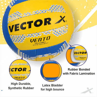 Volleyball Vento- Size: 4 (Pack of 1 | Blue | Yellow)