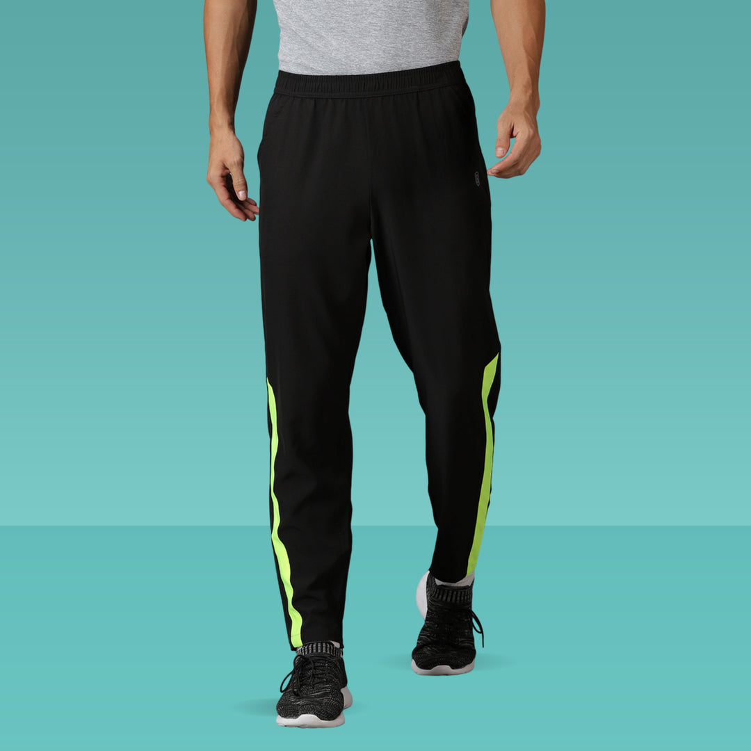 Men's Black Training Track pants with Slant pockets & Elasticated waist.