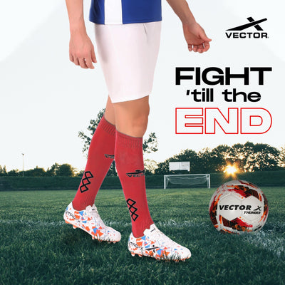 White-Red England Shin Guard with Cyrus Football Stockings Combo 2 pair (Size - Standard)