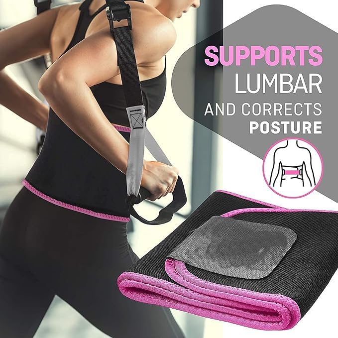 ALYV Premium Sweat Slimming Belt for Men & Women | Waist Trimmer, Tummy Fat Burner & Workout Support Royal Pink
