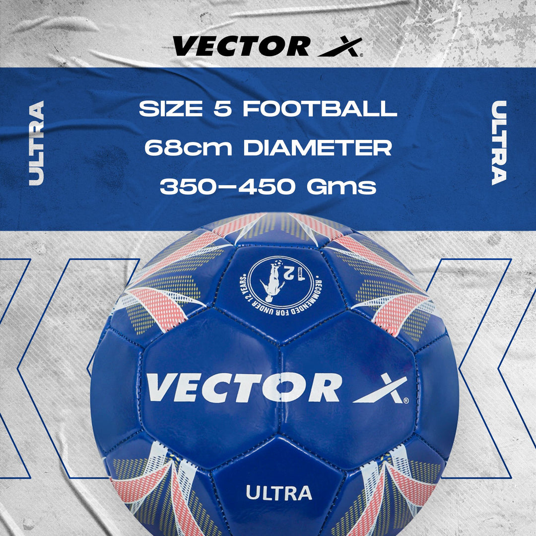 Ultra - Machine Stitched Football | Size - 5 | Suitable Without Grass/International Match Ball/Soccer Balls/Football - Blue