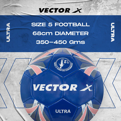 Ultra - Machine Stitched Football | Size - 5 | Suitable Without Grass/International Match Ball/Soccer Balls/Football - Blue