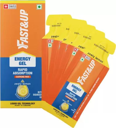 FAST&UP Energy Gels - Unique Liquid-Gel Technology for Instant Performance Boost Energy Drink  (5x30 g | Zesty Lemon Flavored)