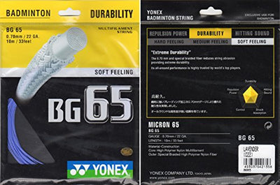 YONEX BG 65 Badminton Strings, 0.70mm (Lavender)