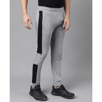 Men's Slim Fit Cotton Joggers- Grey Black - Polyester Track Pants for Gym | Sports | Running with 2 Zip Pocket