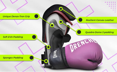 DRENCHED Boxing Gloves with Molded Padding Foam 10Oz| Boxing Training Gloves, Kickboxing Gloves, Heavy Bag Workout Gloves for Boxing, Kickboxing, Muay Thai, MMA (Lavender)
