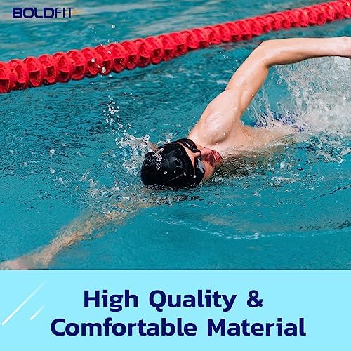 Boldfit Black Unisex Swim Cap - Spandex Fabric for Men, Women, Boys, Girls, and Kids. Breathable and Easy-Fit Design for Comfort, Ideal for Long Hair