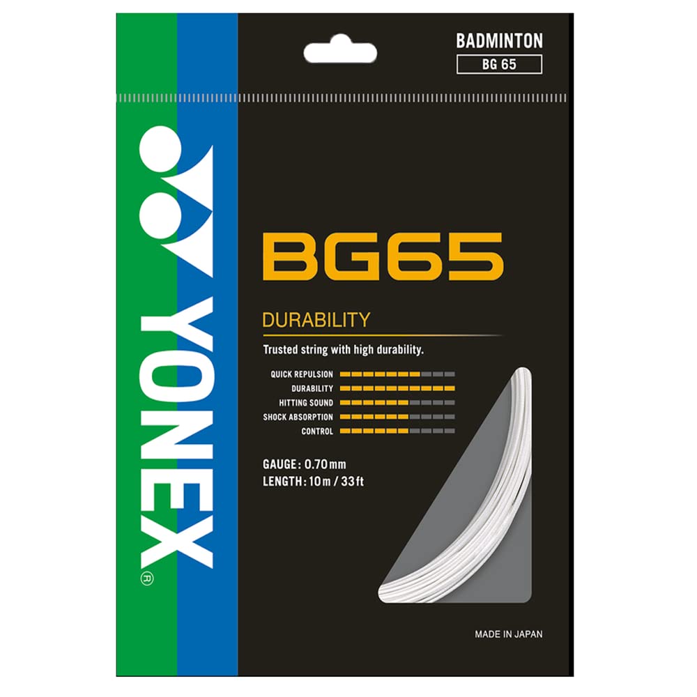 Yonex BG 65 Nylon Badminton String, Senior 0.70mm (White)