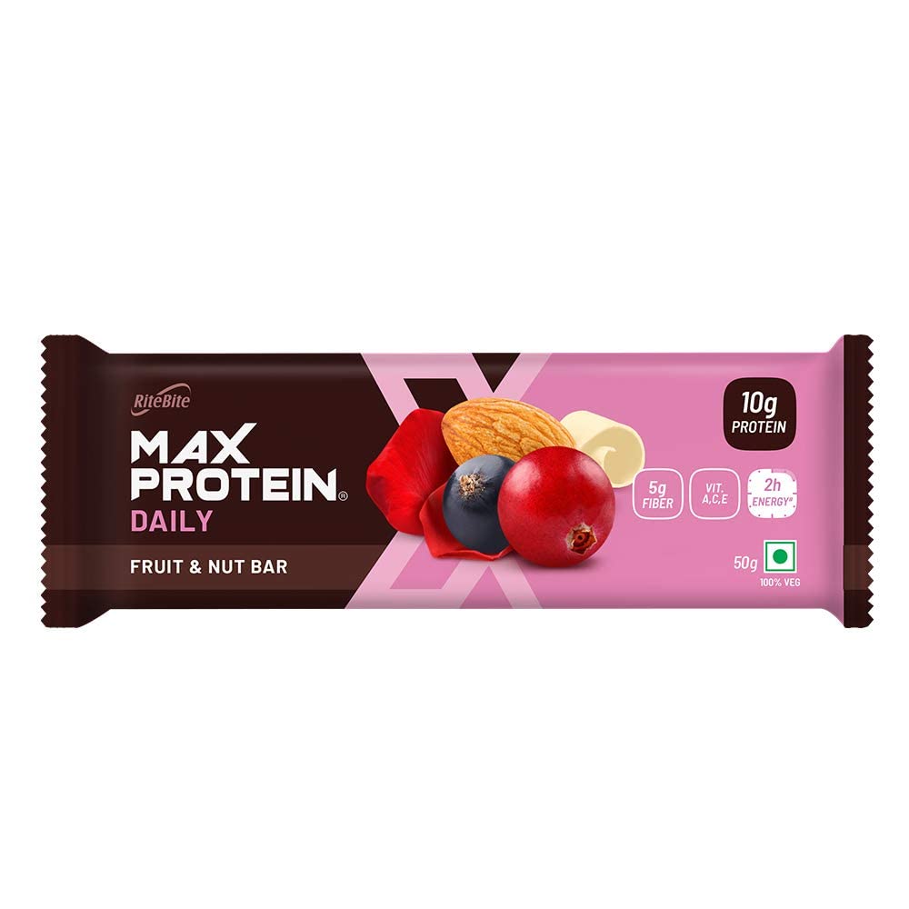 RiteBite Max Protein Daily 10g Fruit & Nut Protein Bars (Pack of 6), 300g