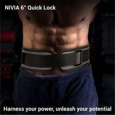 NIVIA 6" Quick-Lock Wide Weightlifting Gym Belt for Back Support for Men and Women/Workout and Powerlifting for Gym Workout & Deadlift/Sports Equipment (6" WIDE)