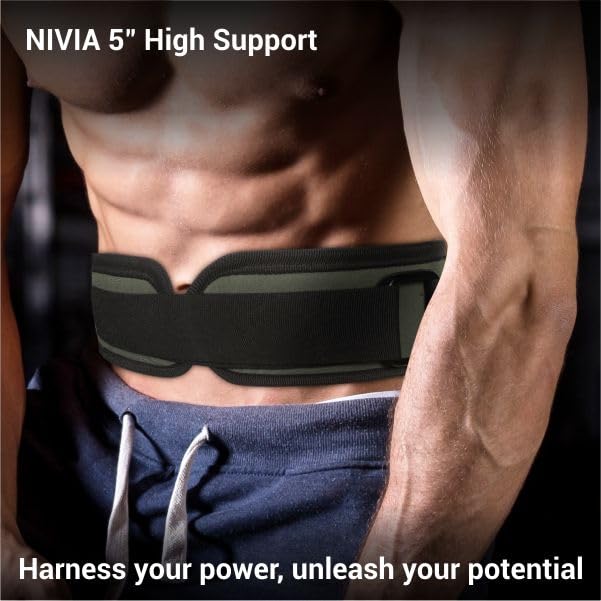 NIVIA 5" High Support Wide Weightlifting Gym Belt for Back Support for Men and Women/Workout and Powerlifting for Gym Workout & Deadlift/Sports Equipment (5" WIDE)