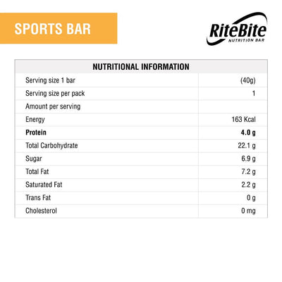 RiteBite Sports Bar Nutrition Bar (Pack of 12), 480g