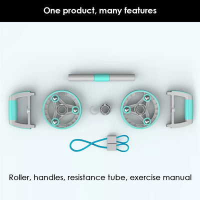 Thick Adjustable Ab Roller (Blue) | No Floor Damage | Wheel With Knee Mat | Multi-purpose Unisex Roller | Weight Loss Workout | Slip-Proof | Beginner Friendly | Excercise Manual