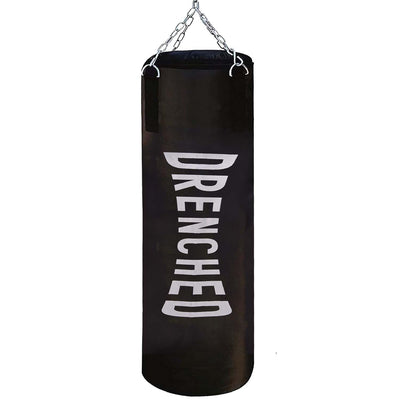DRENCHED 3 Feet Unfilled Punching Bag with Hanging Chain | Boxing Bag for MMA, Karate, Judo, Muay Thai, Kickboxing, Self Defense Training at Home or Gym - Unfilled Heavy Bag -Black (3 FEET)