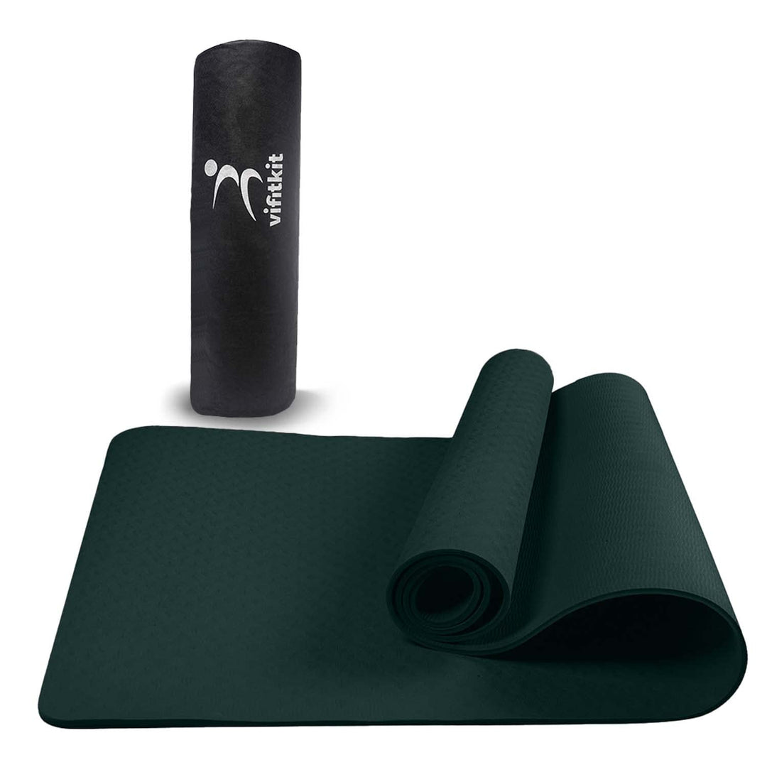 Yogarise Non Slip Yoga Mat with Shoulder Strap and Carrying Bag (Bottle  green, 4mm) at Rs 229/piece, योगा करने के लिए चटाई in Bengaluru