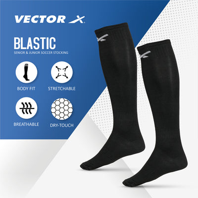 Black-Green VRX7 Shin Guard with Blastic Football Stockings Combo 2 pair (Size - Standard)