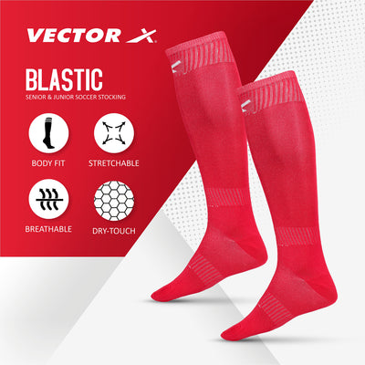 Black-Red VRX7 Shin Guard with Blastic Football Stockings Combo 2 pair (Size - Standard)