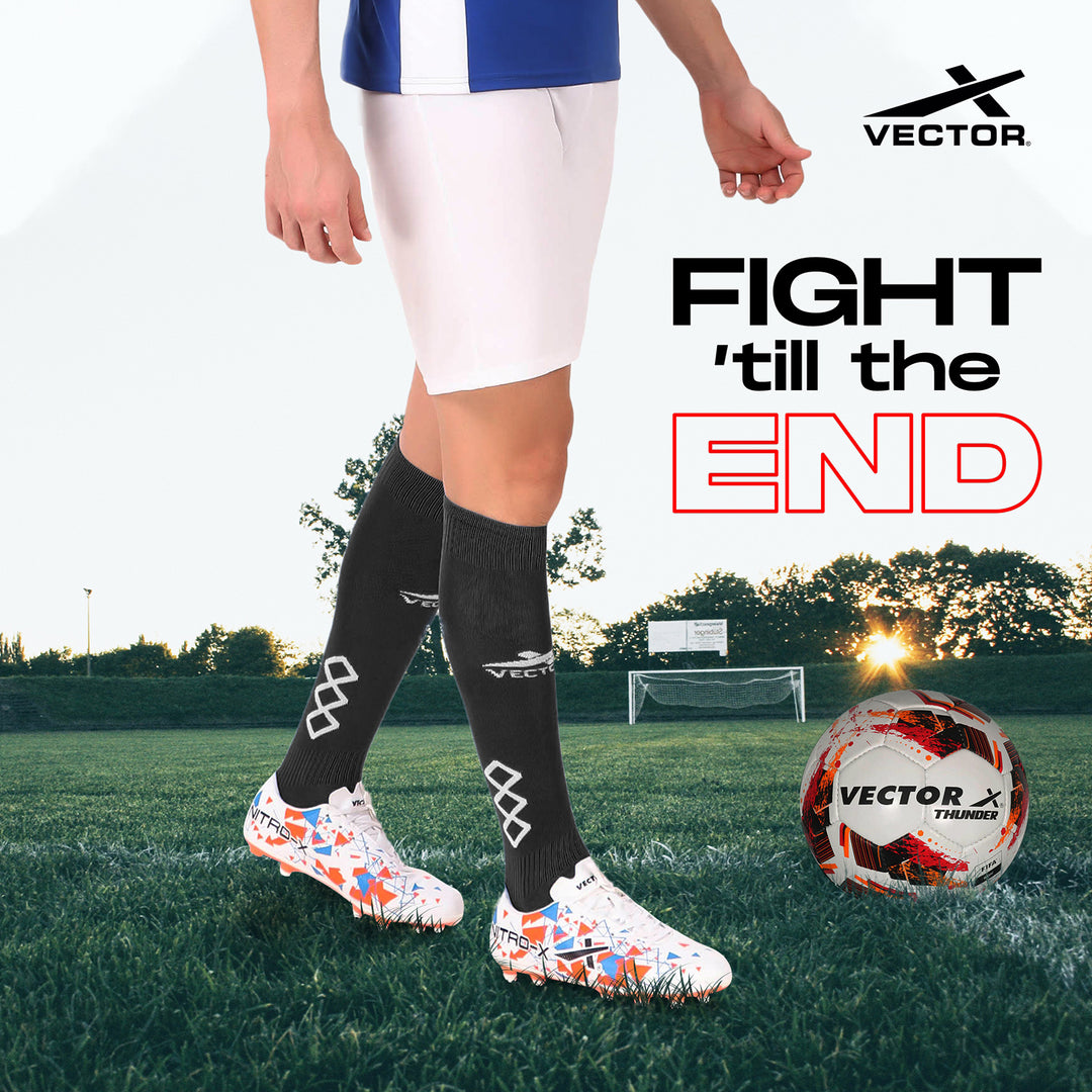 White-Black France Shin Guard with Cyrus Football Stockings Combo 2 pair (Size - Standard)