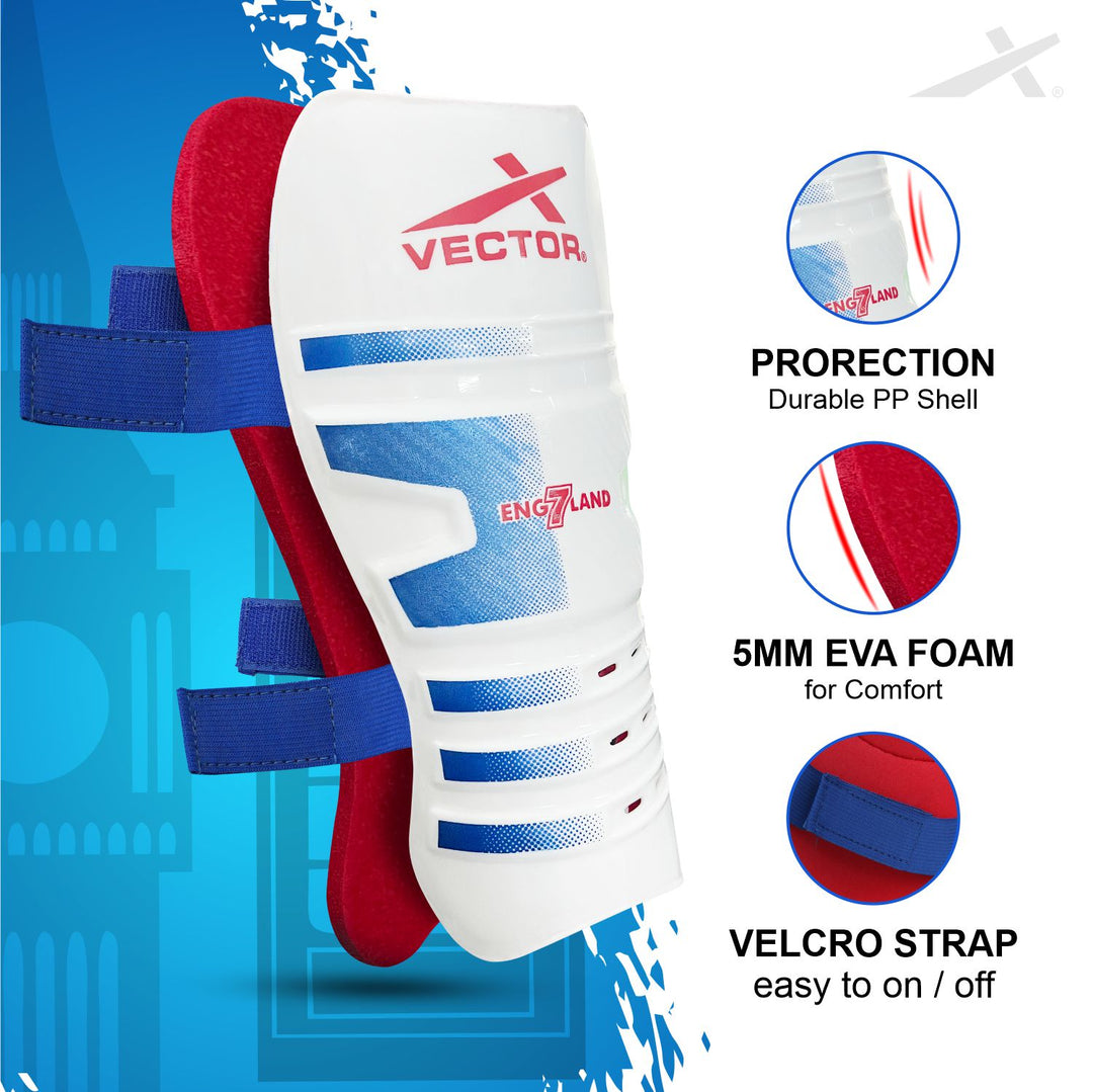 White-Red England Shin Guard with Cyrus Football Stockings Combo 2 pair (Size - Standard)