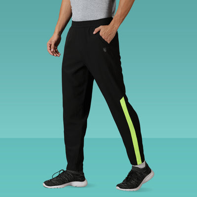 Men's Black Training Track pants with Slant pockets & Elasticated waist.