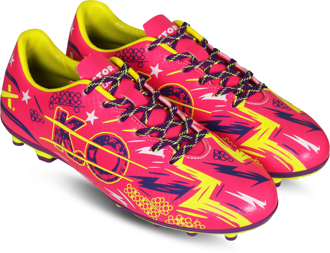 KNOCKOUT Football Shoes For Men (Pink | Yellow)