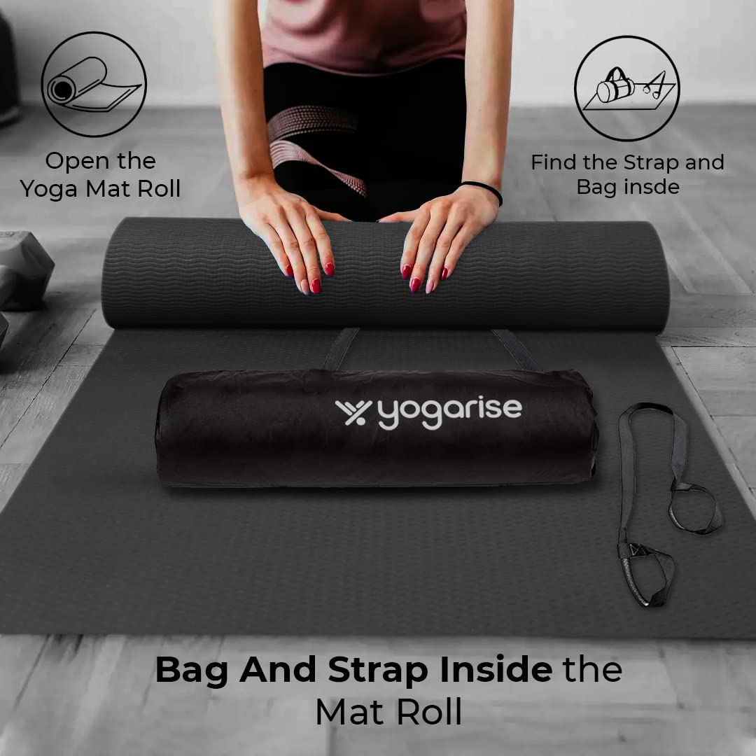 4mm Yoga Mat for Gym Workout & Flooring Exercise for Men and Women with Bag and Strap