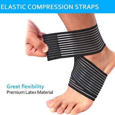 ALYV 2PCS Extra Long Elastic Knee Wrap Compression Bandage Brace Support for Legs, Plantar Fasciitis, Stabilising Ligaments, Joint Pain (Beige)