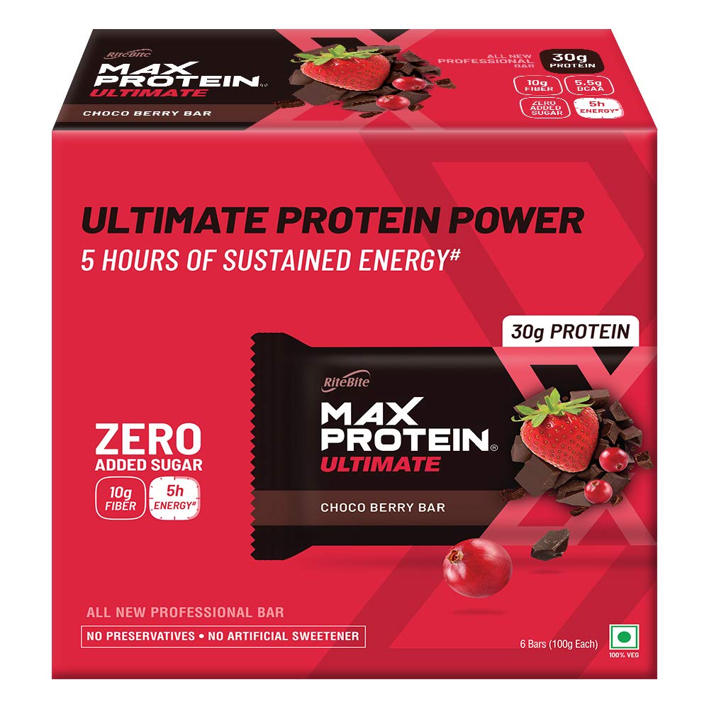 RiteBite Max Protein Ultimate 30g Choco Berry Protein Bars (Pack of 6), 600g