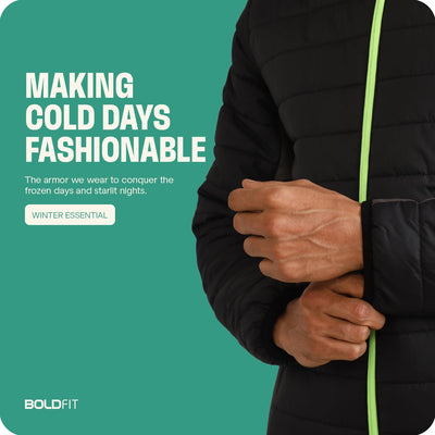 Boldfit Winter Jackets for Men & Boys Full Sleeve (Black Charcoal)