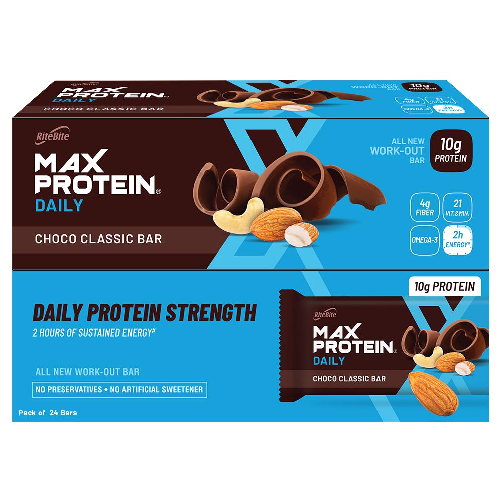 RiteBite Max Protein Daily 10g Choco Classic Protein Bars (Pack of 24), 1200g